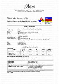 Material Safety Data Sheet (Sardi 190 Pueraria Mirifica Liquid Extract) - Thumbnail