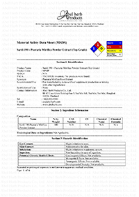 Material Safety Data Sheet (Sardi 190 Pueraria Mirifica Powder) - Thumbnail