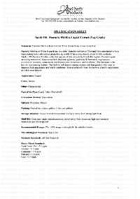 Specification Sheet (Sardi 190 Pueraria Mirifica Liquid Extract) - Thumbnail