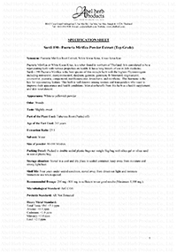 Specification Sheet (Sardi 190 Pueraria Mirifica Powder) - Thumbnail